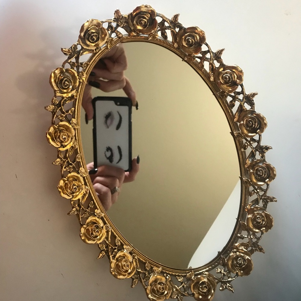 VINTAGE Stylebuilt Rose Mirrored Cosmetic Tray